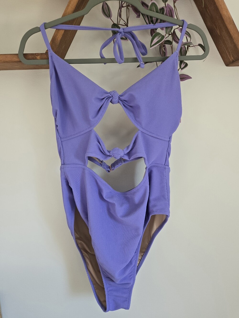 Shade And Shore Purple Cutout One-Piece Swimsuit